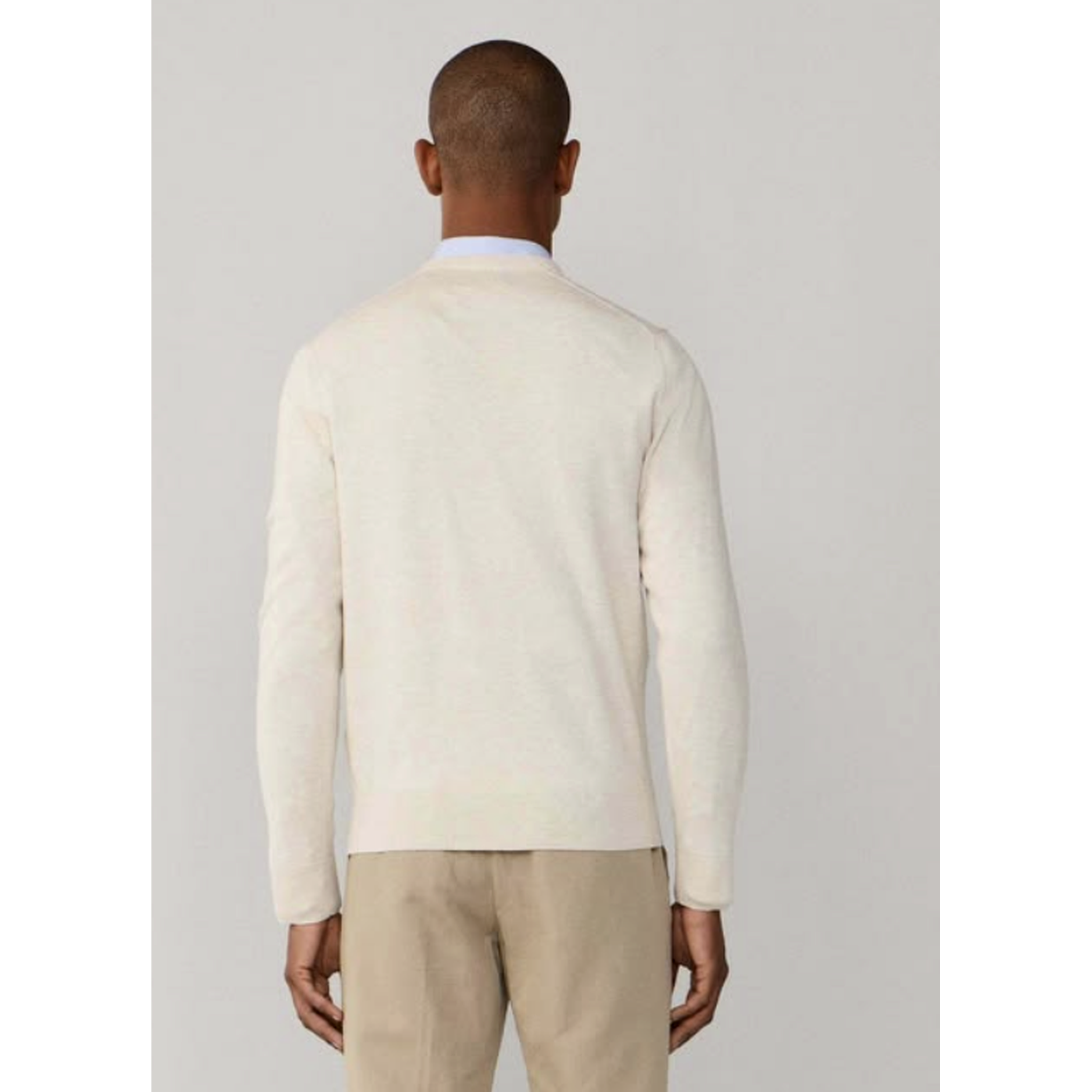 Pull Blanc col en V-  Homme